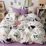 Boxtoday Washed Cotton Bedding Duvet Cover Set Pillowcase bed sheet Happy Dog Bed Linen Quilt Cover Set Single Queen/King Double Size