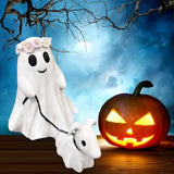 Boxtoday Dog Halloween Statue Spooky Ghost Dog Halloween Figurine Halloween Ghost Walking Dog Statue Halloween Creative Desk Decoration