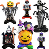 Boxtoday Inflatable Giant Stand Halloween Foil Balloons Pumpkin Witch Ghost Skeleton Aluminum Film Balloon For Halloween Party Decoration