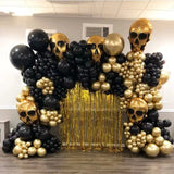 Boxtoday 150pcs Black Gold Halloween Decoratons Balloon Garland Kit Skull Foil Balloon For Birthday Halloween DIY Party Decoras Globos