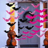 Boxtoday 48pcs(3packs) Pink Rose Red Black Halloween Bat Stickers Decoras Halloween DIY Wall Bathroom Indoor Cute Halloween Party Supplie