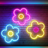 Boxtoday Flower USB Powered Led Neon Sign Dimmable Neon Light Wall Decor For Room Decor Party Birthday Handmade Gift Pub Retro Wedding  ﻿