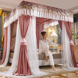 Boxtoday  Palace Mosquito Net with U-shaped Track Frame Romantic Lace Shading Bed Curtain Canopy Nets Three-door Bedcover Home Decoration