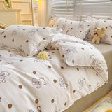 Boxtoday Cream Bear Duvet Cover Set Cute Cartoon Floral Flat Sheet Pillowcase No Filler Queen Full Size Fashion Home Decor Bedding Linens
