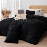 Boxtoday Duvet Cover Queen Size, 100% Washed Cotton Linen Feel Super Soft Comfortable, 3-Piece  Duvet Cover Bedding Set