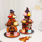 Boxtoday Halloween Cake Stand, Paper Three-Tier Dessert Tray, Halloween Cake Decoration Ornaments