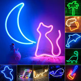 Boxtoday USB/Battery LED Neon Sign Lights Party Wall Art Decor Room Bar Beer Neon Lamps Wall Hanging Neon Signs Musical Note Night Lights