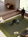 Boxtoday Minimalist Green Plaid Rug Artistic Luxury Decoration Living Room Carpets Retro Easy Clean Bedroom Carpet Washable Non-Slip Rugs