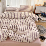 Boxtoday INS Stripe Series Printed Soft Bedding Set Duvet Cover Bedclothes Bedspread Pillowcases Flat Sheets Comforter Sets for Girls