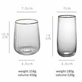 Boxtoday Japanese Gold Silm Vertical Grain Glass Cup 450/520MLHeat-Resistant Household Simple Cups for Cofffee Milk Juice Bar Drinkware