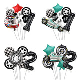 Boxtoday 5/9pcs Race Car Theme Balloon Set With 30inch Number Balloon Wheel Checkered Foil Globos Kids Boys Birthday Party Decor Supplies