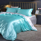 Boxtoday Silk Bedding Set with Duvet Cover Fitted/Flat Bed Sheet Pillowcase Luxury Satin Bedsheet Solid Color King Queen Twin Size