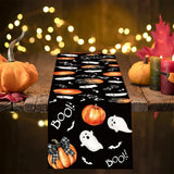 Boxtoday Halloween Pumpkin Ghost Castle Table Runner Happy Halloween Party Decorations For Home Kitchen Dining Spider Web BOO Table Flag