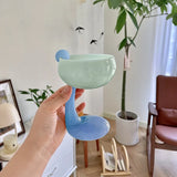 Boxtoday Creative Dessert Cup Handmade Glass Goblet Ice Cream Cocktail Glasses Cold Drink Fruit Tea Cup Oatmeal Bowl Cartoon Gift