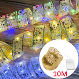 Boxtoday LED Ribbon Lights Christmas Decoration Christmas Tree Ornaments DIY Lace Bows String Lights Navidad Home Decors New Year