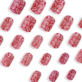 Boxtoday 24PCS Short Coffin False Nails Halloween Horror Blood Colon Design Fake Nail Patch for Girl Women Wearable Press on Nails