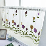 Boxtoday Short Curtain 1 Sheet Practical Soft Texture Polyester Decorative Flower Embroidered Window Sheer Household Supplies