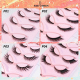 Boxtoday  Cat Eye Lashes 5 Pairs Winged Wispy Natural False Eyelashes Makeup Fox Eye Faux Mink Eyelashes