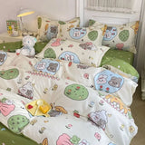 Boxtoday Cute Rabbit Duvet Cover Set No filler Flat Sheet Pillowcase Green White Kids Adult Favorite New Style Twin Full Size Bed Linen