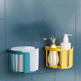 Boxtoday Bathroom Kitchen Tissue Box Punch-Free Toilet Paper Shelf Wall-Mounted Sticky Paper Storage Box Roll Paper Holder Toilet Storage