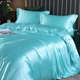 Boxtoday Silk Bedding Set with Duvet Cover Fitted/Flat Bed Sheet Pillowcase Luxury Satin Bedsheet Solid Color King Queen Twin Size