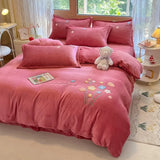 Boxtoday Winter Warm Bedding Set No Comforter Soft Milk Velvet Duvet Cover Flat Sheet Pillowcase Thick Embroidered Queen Size Bedspread