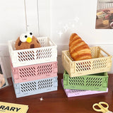 Boxtoday Plastic Folding Storage Box Collapsible Crate Desktop Holder Stationery Makeup Sundries Storage Basket Home Storage Organization