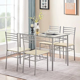 Boxtoday Dining Table with 4 Chairs [4 Placemats Included-] Silver X-Large Kitchen Room Sets