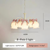 Boxtoday Sweet Princess Room Chandeliers Pink Bow Glass Lamps Modern Romantic Warm Children's Living Room Girl Bedroom Decor Chandelier