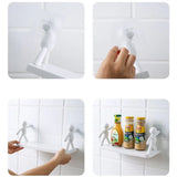 Boxtoday Bathroom Self-adhesive Shampoo Shelves Shower Towel Storage Rack Cosmetic Toilet Organizer Home Decor Kitchen PP Plastic Rack