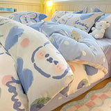 Boxtoday Cute Cartoon Bedding Set Kids Adult Favorite Duvet Cover Pillowcase Flat Sheet Single Full Size Queen Girls Boys Bed Linens