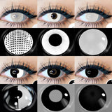 Boxtoday  Halloween 1 Pair Colored Contact Lenses For Eyes White Lenses Black Lens Anime Cosplay Contact Lens Beauty Makeup Lens