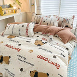 Boxtoday Cute Cartoon Duvet Cover Set No Filler Flat Sheet Pillowcases Girls Boys Twin Full Queen Size Dormitory Home Soft Bedding Set