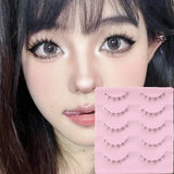 Boxtoday 5 Pairs Lower Eyelashes Pack Natural Manga Under Eye Lashes Soft Lower Eyelashes Handmade Clear Band Bottom Lashes Makeup Tools