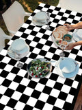 Boxtoday 137x274cm Party F1 race black and white checkered tablecloth Waterproof and stain-proof disposable tablecloth