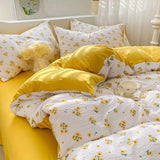 Boxtoday Ins Floral Bedding Set Yellow Flower Duvet Cover No Filler Pillowcase Flat Sheet Kids Adult Single Double Size Bedspread