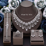 2025 New 4-piece Bride Zirconia Full Set Women's Party Jewelry Set Luxury Dubai Nigeria CZ Crystal Wedding Jewelry Set