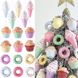 Boxtoday 5/6pcs Macaron Ice Cream Cake Donut Pendant Christmas Tree Hanging Decoration Kids New Year Gifts Home Party Noel Navidad 2024