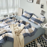 Boxtoday Bed Linen Washed Cotton Striped Grid Minimalist Bedding Sheet Set Comforter Sets Queen Duvet Cover Double For Boys And Girls