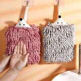 Boxtoday Chenille Hand Towels Kitchen Bathroom Hand Towel with Hanging Loops Quick Dry Soft Absorbent Microfiber Towels Animal Hedgehog