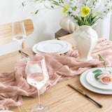 Boxtoday 10pcs Voile Cheesecloth Table Runner Wedding Semi-Sheer Gauze Dining Table Decoration for Party Banquet Arches Draping Fabric