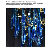 Boxtoday Blue crystal chandelier color can be customized Copper luxury villa living room indoor lighting club LED light luxury chandelier