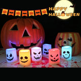 Boxtoday Led Halloween Ghost Pumpkin Candle Light Haunted House Horror Props Multicolor Glowing Lamp Halloween Party Home Bar Decoration