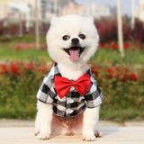 Boxtoday Pet Clothes Dogs Plaid Striped Shirt Suit Wedding Dress Puppy Coat Teddy Bear Pomeranian Vest Small-Medium Dog Cat Pet Costume