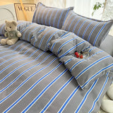 Boxtoday New Korean Style Bedding Set Kids Adults Twin Full Queen Size Bed Flat Sheet Duvet Cover Pillowcases Coffee Stripe Bed Linen