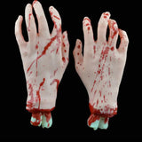 Boxtoday 1 Pair Halloween Severed Hands Feet Set Scary Bloody Broken Body Parts Halloween Props Decor Broken Severed Hand Foot Prop Party