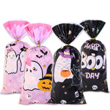 Boxtoday 10/50pcs Halloween Scary Ghost Spider Web Pattern Candy Plastic Treat Cookie Bags Gift Snacks Favor Bag For Halloween Decoras