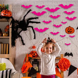 Boxtoday 48pcs(3packs) Pink Rose Red Black Halloween Bat Stickers Decoras Halloween DIY Wall Bathroom Indoor Cute Halloween Party Supplie