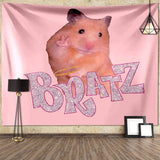 Boxtoday I'm Strong RATZ Pink Mouse Meme Funny Pattern Large Fabric Wall Tapestry Kawaii Room Decor Background Cloth Decoration Blanket