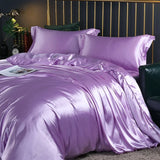 Boxtoday Silk Bedding Set with Duvet Cover Fitted/Flat Bed Sheet Pillowcase Luxury Satin Bedsheet Solid Color King Queen Twin Size